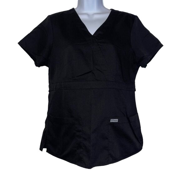 Greys Anatomy by Barco Black Womens M Scrub Top Shirt Style 4153 Pockets Solid - Picture 1 of 9